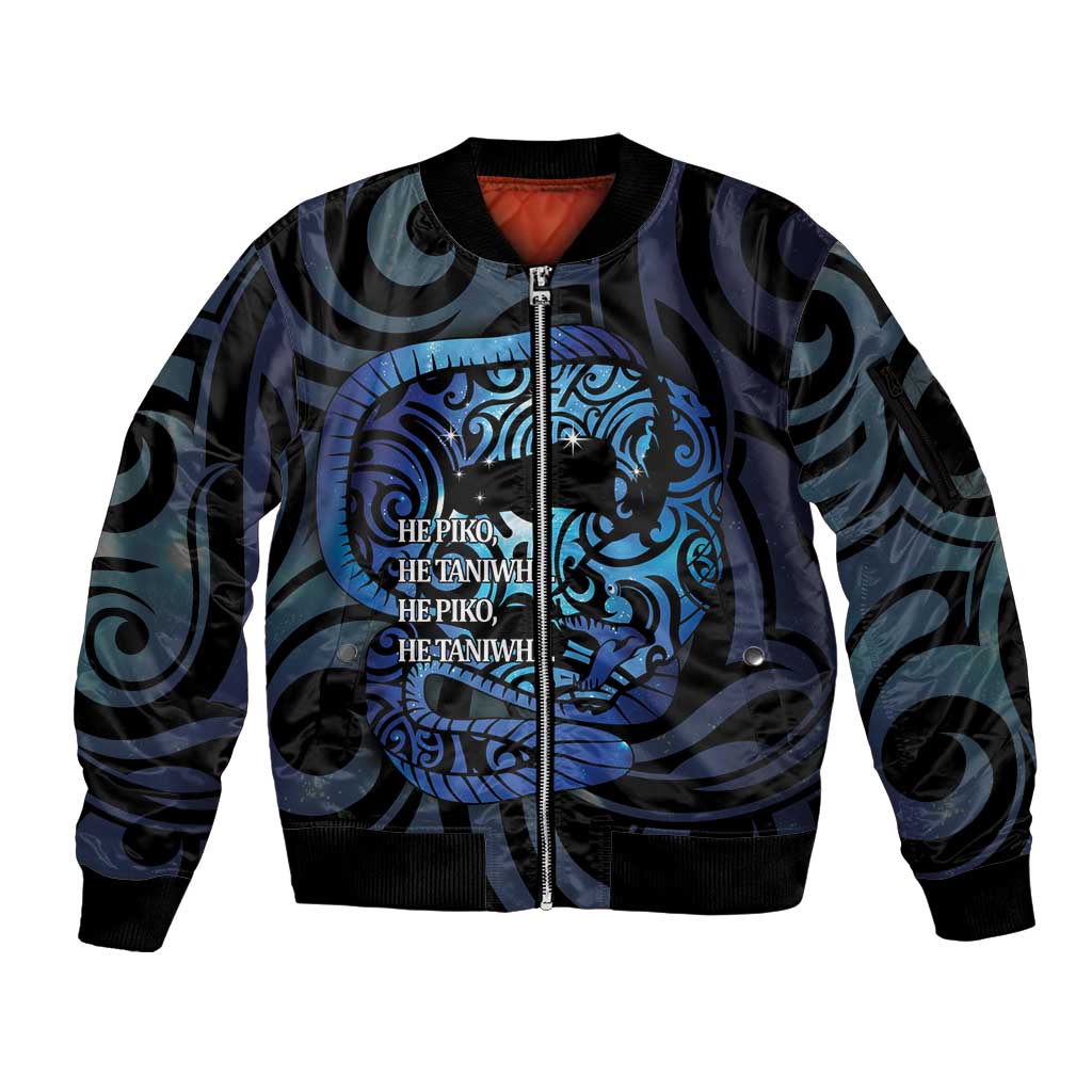Tuna Eel New Zealand Matariki Sleeve Zip Bomber Jacket He Piko He Taniwha Maori Pattern LT14 Unisex Purple - Polynesian Pride