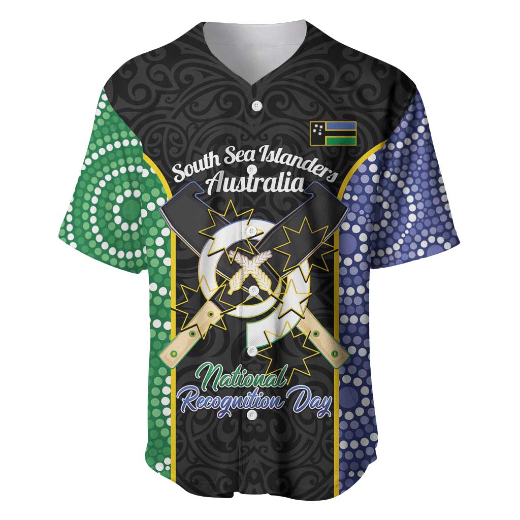 Personalised South Sea Islanders National Recognition Day Baseball Jersey Australia Aboriginal Vanuatu Pig Tusk LT14 Black - Polynesian Pride
