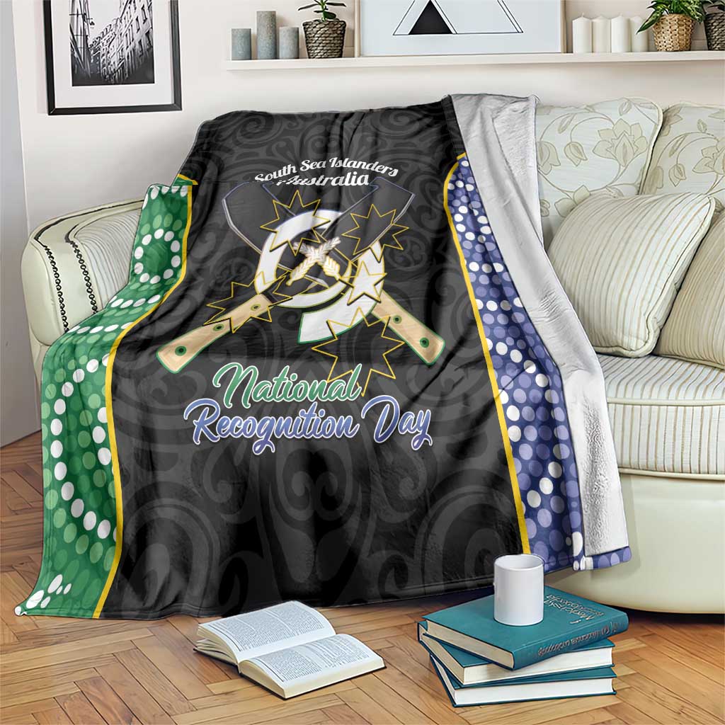 South Sea Islanders National Recognition Day Blanket Australia Aboriginal Vanuatu Pig Tusk LT14 Black - Polynesian Pride