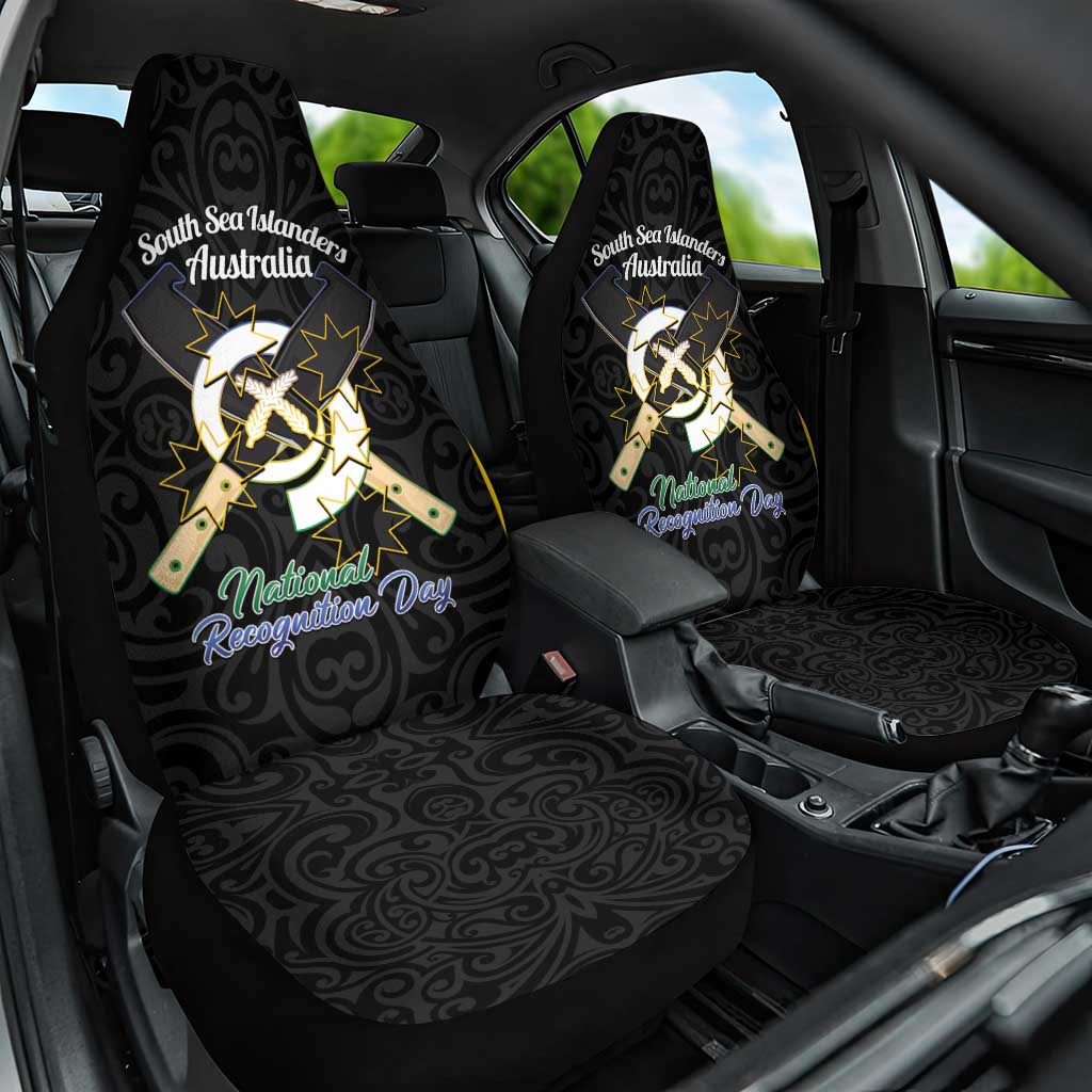 South Sea Islanders National Recognition Day Car Seat Cover Australia Aboriginal Vanuatu Pig Tusk LT14 One Size Black - Polynesian Pride