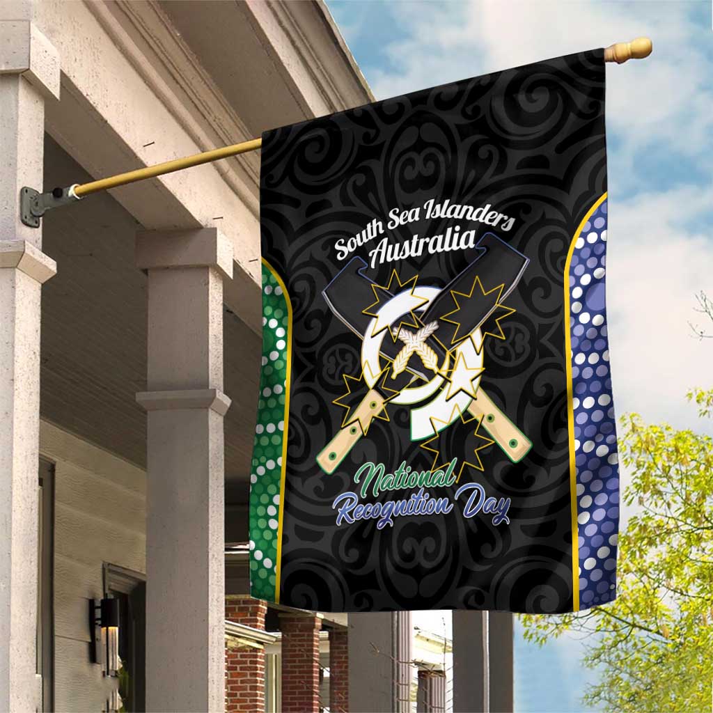 South Sea Islanders National Recognition Day Garden Flag Australia Aboriginal Vanuatu Pig Tusk LT14 House Flag Black - Polynesian Pride
