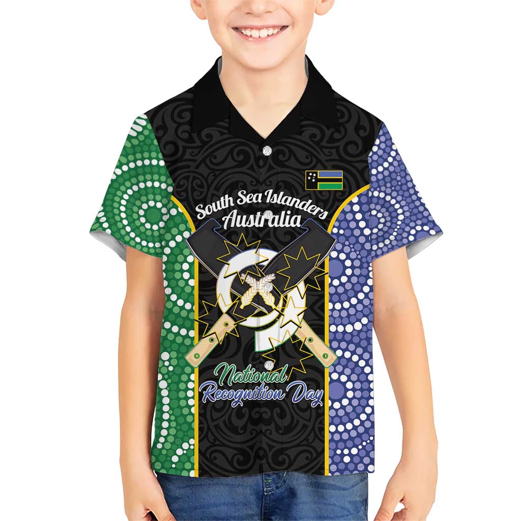 Personalised South Sea Islanders National Recognition Day Kid Hawaiian Shirt Australia Aboriginal Vanuatu Pig Tusk LT14 Kid Black - Polynesian Pride