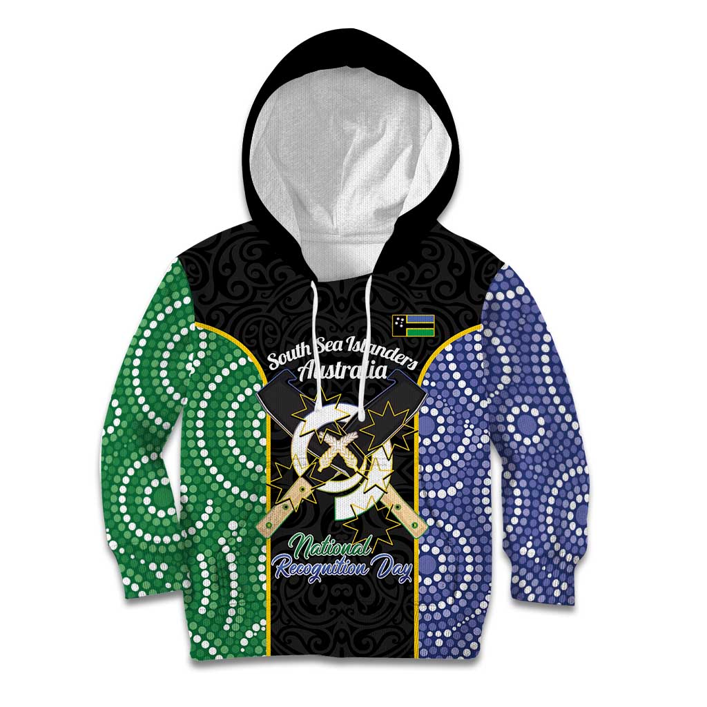 Personalised South Sea Islanders National Recognition Day Kid Hoodie Australia Aboriginal Vanuatu Pig Tusk LT14 Hoodie Black - Polynesian Pride