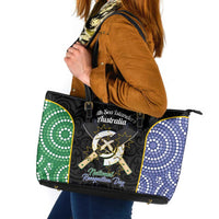 South Sea Islanders National Recognition Day Leather Tote Bag Australia Aboriginal Vanuatu Pig Tusk LT14 Black - Polynesian Pride