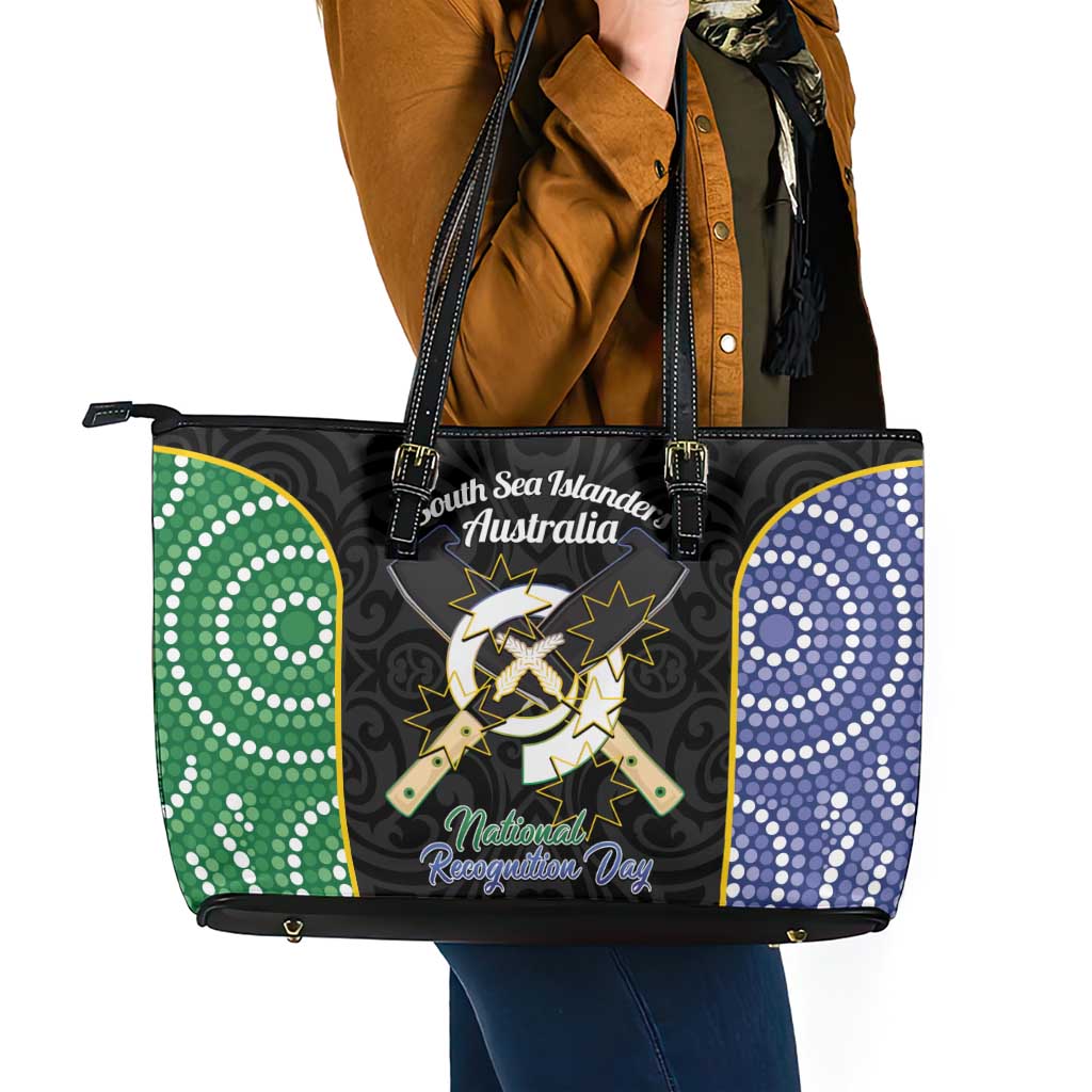 South Sea Islanders National Recognition Day Leather Tote Bag Australia Aboriginal Vanuatu Pig Tusk LT14 - Polynesian Pride