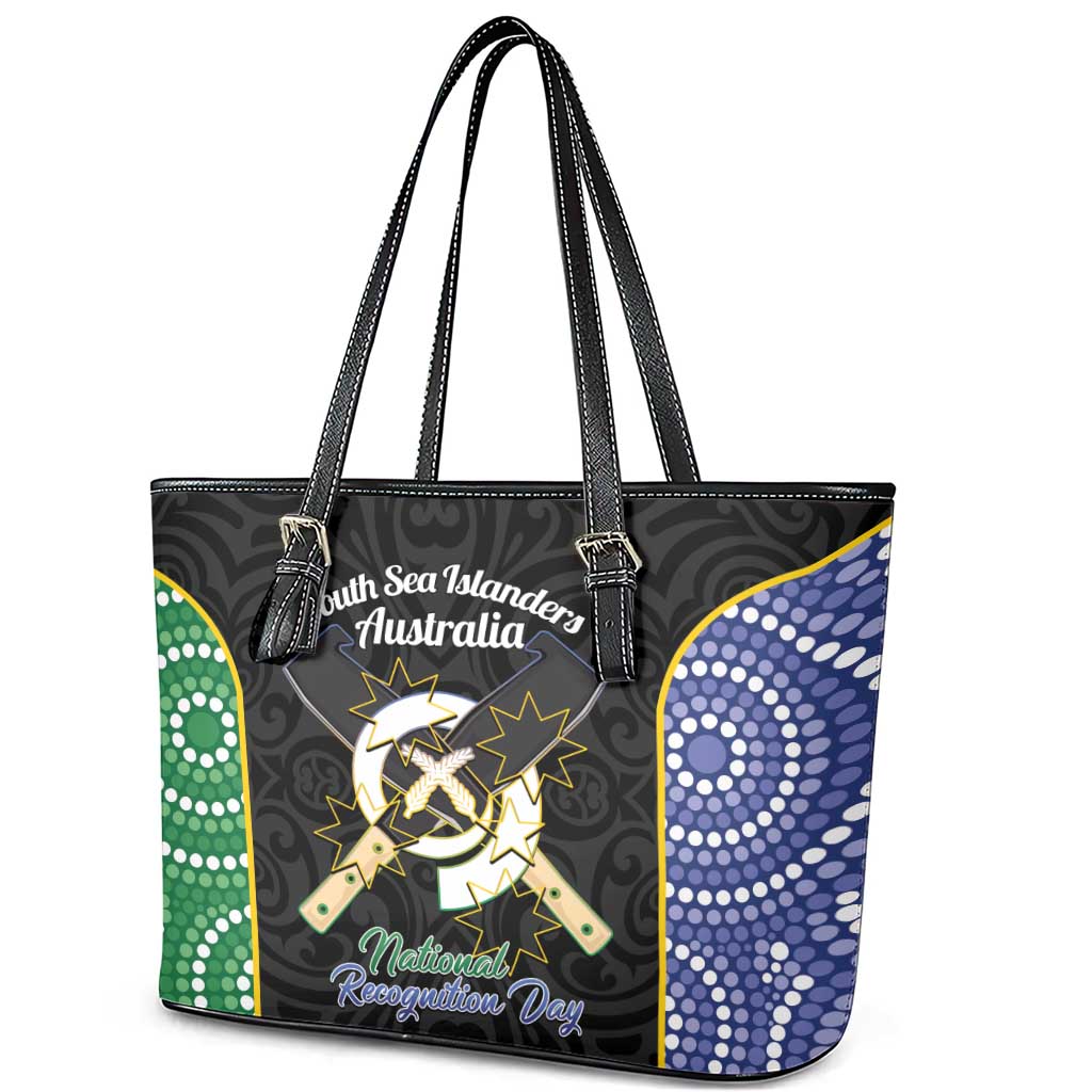 South Sea Islanders National Recognition Day Leather Tote Bag Australia Aboriginal Vanuatu Pig Tusk LT14 - Polynesian Pride