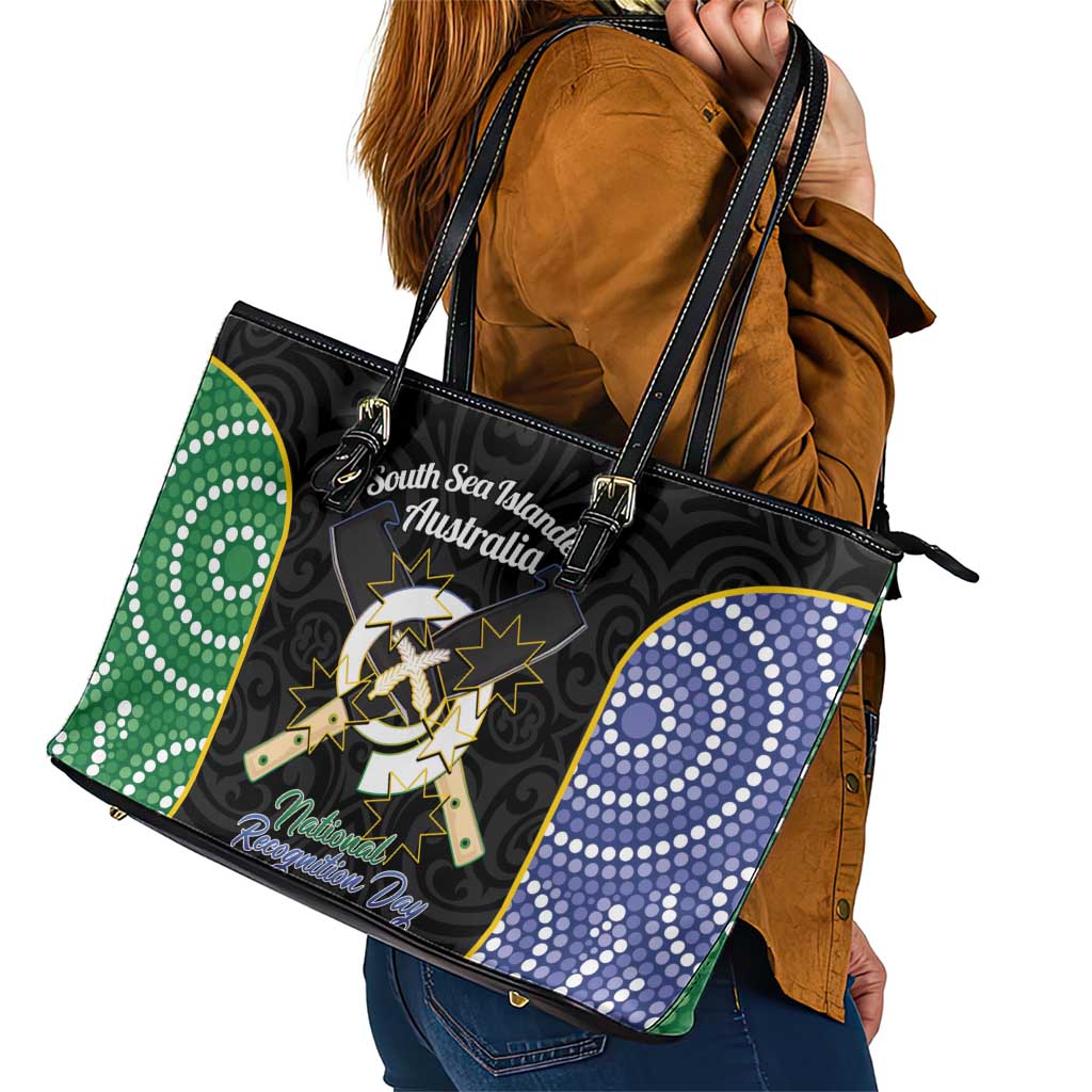 South Sea Islanders National Recognition Day Leather Tote Bag Australia Aboriginal Vanuatu Pig Tusk LT14 - Polynesian Pride