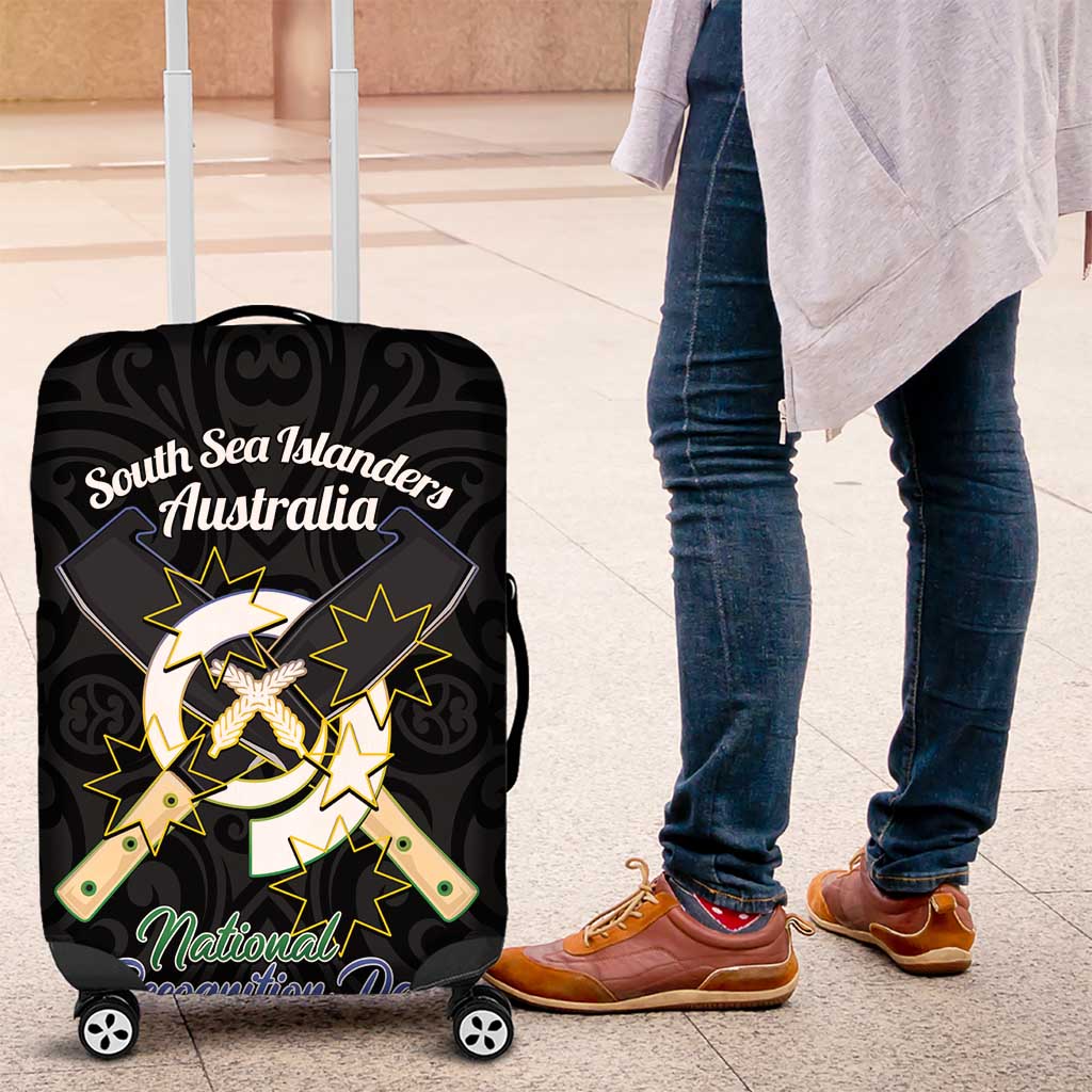 South Sea Islanders National Recognition Day Luggage Cover Australia Aboriginal Vanuatu Pig Tusk LT14 Black - Polynesian Pride