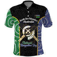Personalised South Sea Islanders National Recognition Day Polo Shirt Australia Aboriginal Vanuatu Pig Tusk LT14 Black - Polynesian Pride