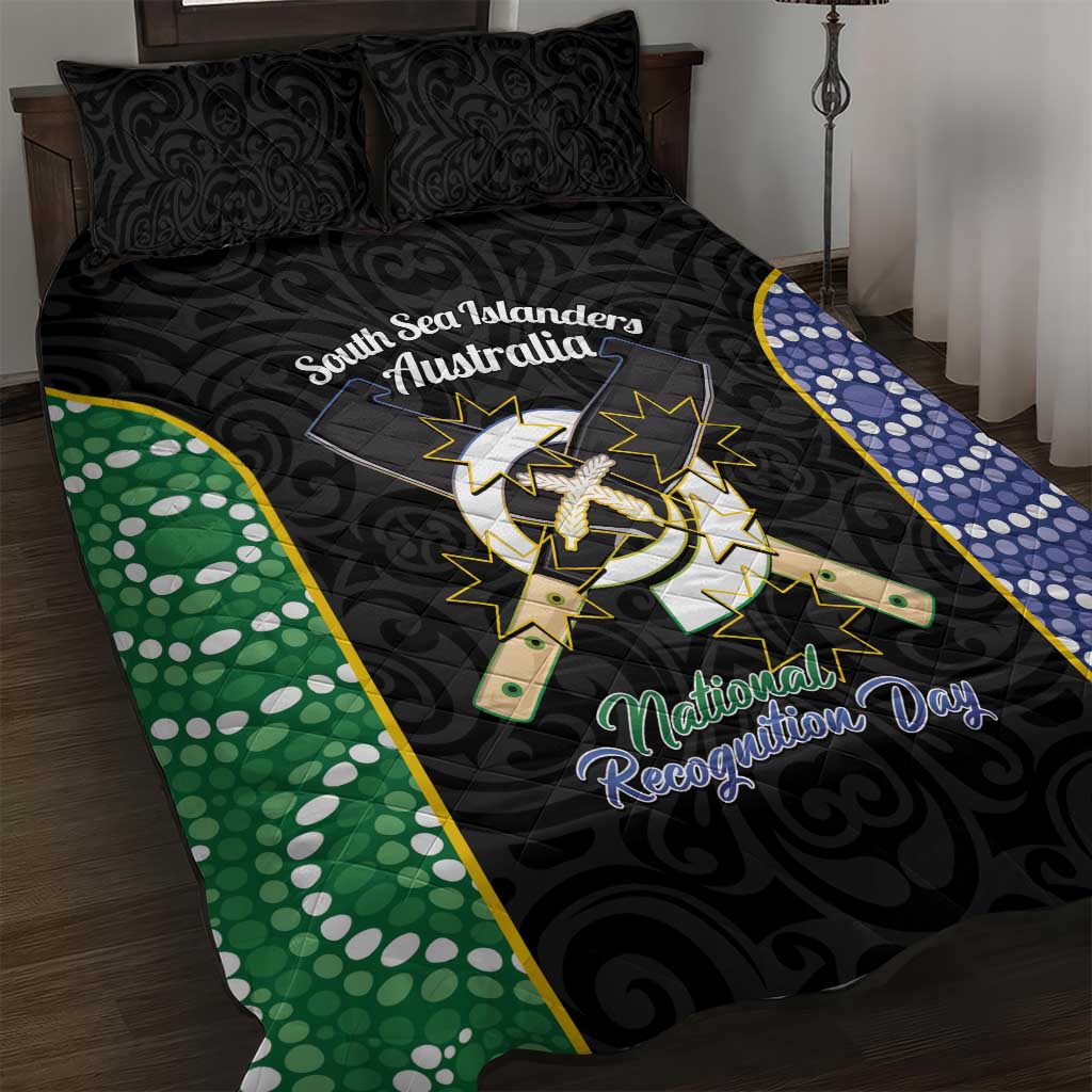 South Sea Islanders National Recognition Day Quilt Bed Set Australia Aboriginal Vanuatu Pig Tusk LT14 Black - Polynesian Pride