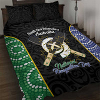 South Sea Islanders National Recognition Day Quilt Bed Set Australia Aboriginal Vanuatu Pig Tusk LT14 Black - Polynesian Pride