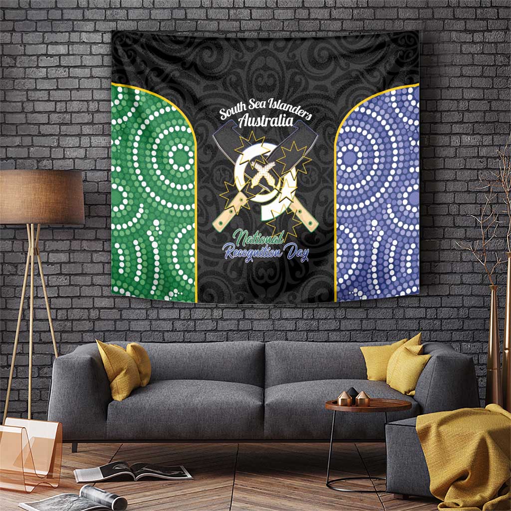 South Sea Islanders National Recognition Day Tapestry Australia Aboriginal Vanuatu Pig Tusk LT14 Black - Polynesian Pride