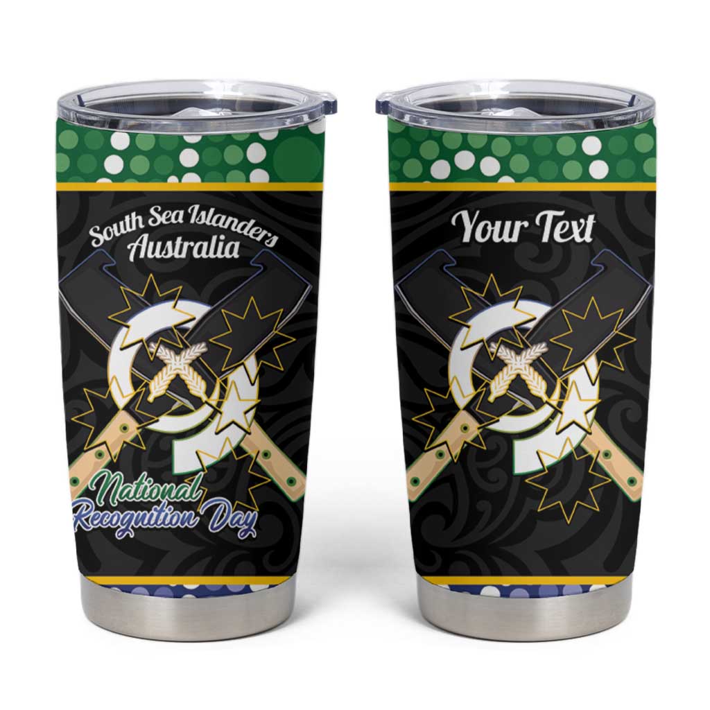 Personalised South Sea Islanders National Recognition Day Tumbler Cup Australia Aboriginal Vanuatu Pig Tusk LT14 Black - Polynesian Pride