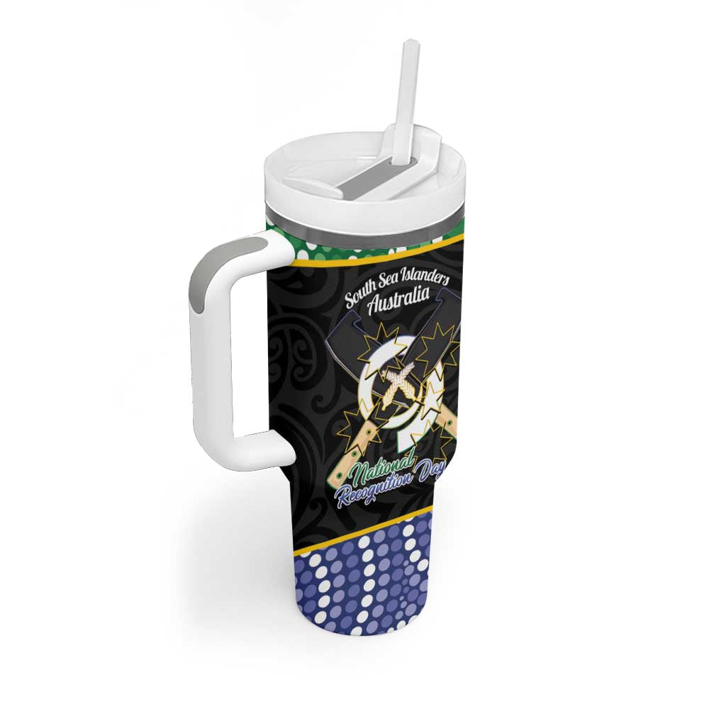 Personalised South Sea Islanders National Recognition Day Tumbler With Handle Australia Aboriginal Vanuatu Pig Tusk LT14 - Polynesian Pride