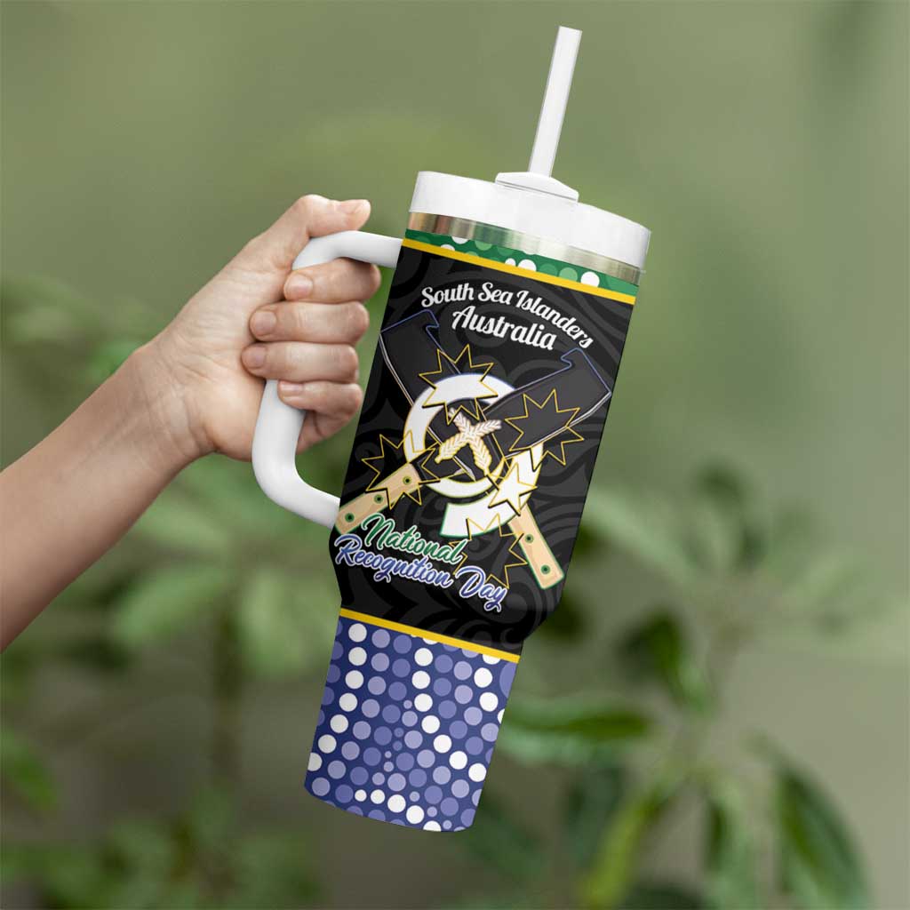 Personalised South Sea Islanders National Recognition Day Tumbler With Handle Australia Aboriginal Vanuatu Pig Tusk LT14 - Polynesian Pride
