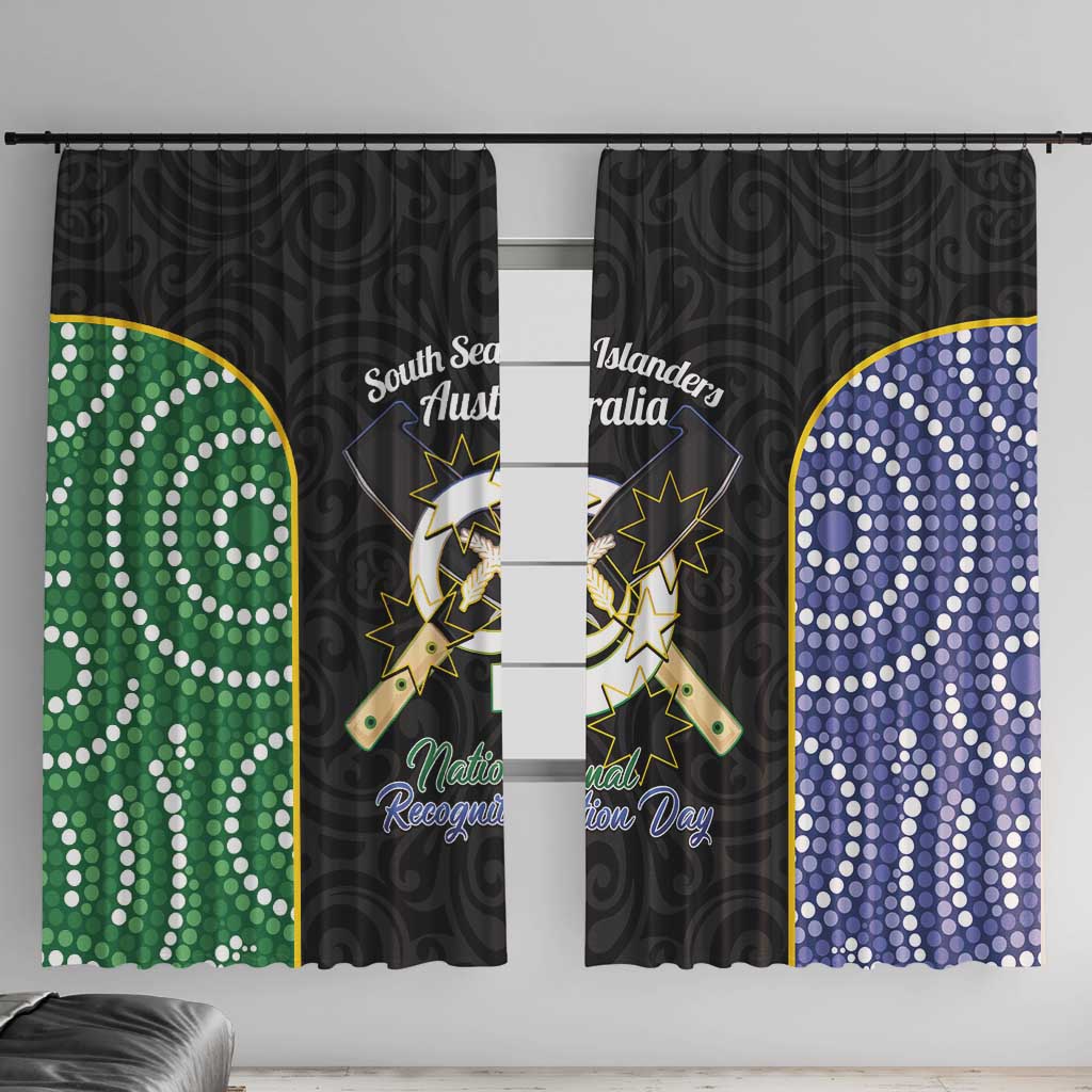 South Sea Islanders National Recognition Day Window Curtain Australia Aboriginal Vanuatu Pig Tusk LT14 With Hooks Black - Polynesian Pride