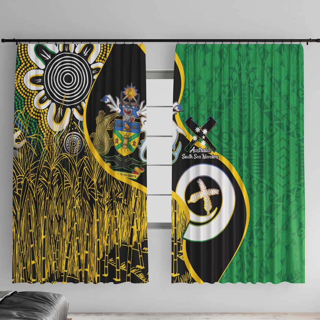 Australian South Sea Islanders National Recognition Day Window Curtain Solomon Islands And Vanuatu Culture LT14 With Hooks Black - Polynesian Pride