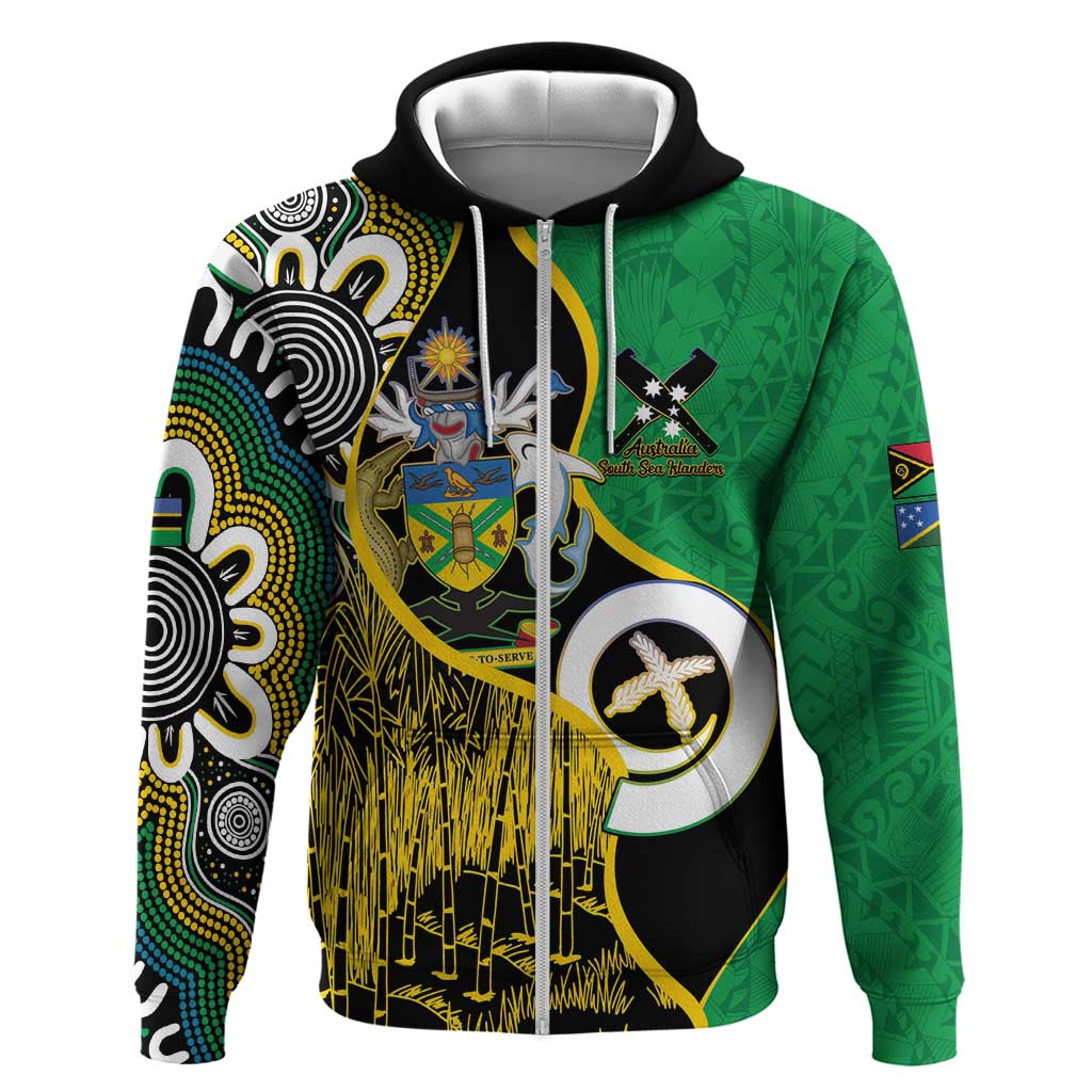 Australian South Sea Islanders National Recognition Day Zip Hoodie Solomon Islands And Vanuatu Culture LT14 Zip Hoodie Black - Polynesian Pride