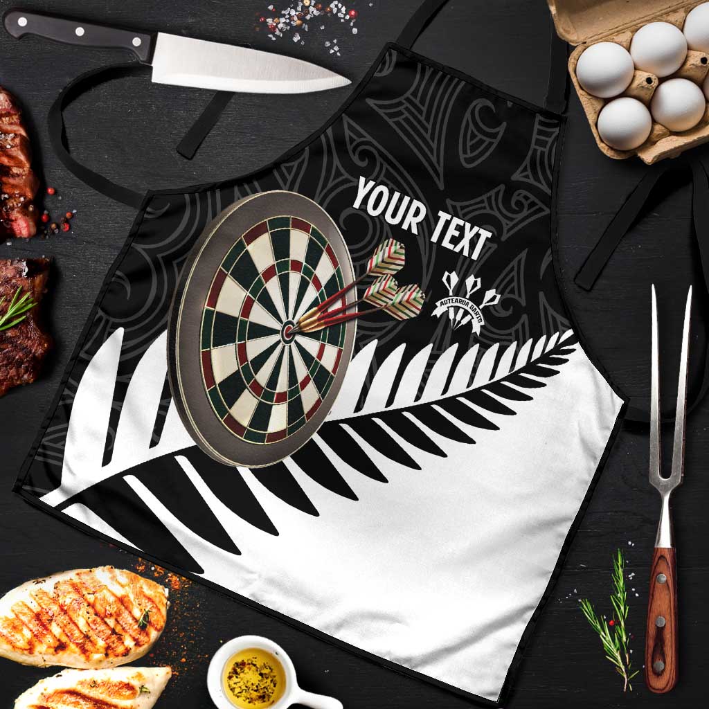 Personalised New Zealand Darts Apron Silver Fern Aotearoa Maori Pattern LT14 Black - Polynesian Pride