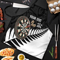 Personalised New Zealand Darts Apron Silver Fern Aotearoa Maori Pattern LT14 Black - Polynesian Pride