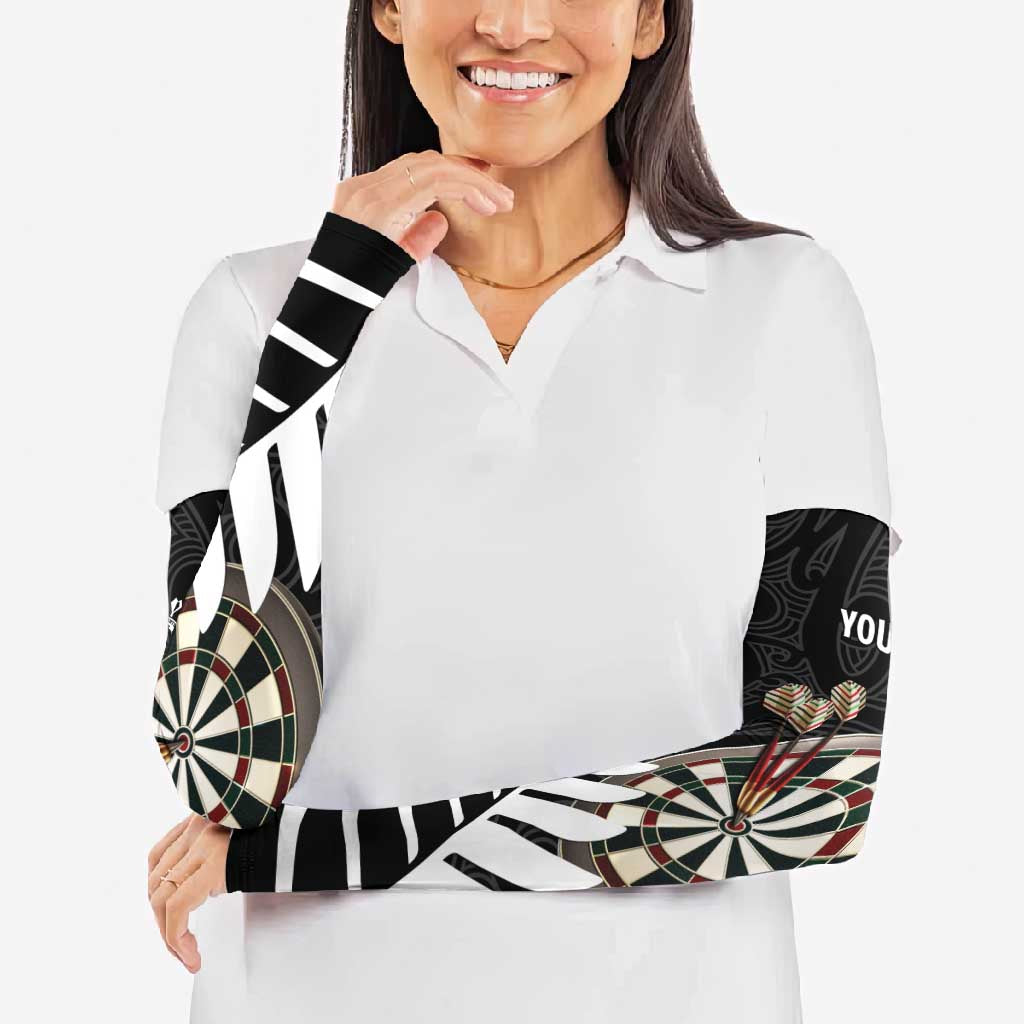 Personalised New Zealand Darts Arm Sleeves Silver Fern Aotearoa Maori Pattern LT14 - Polynesian Pride