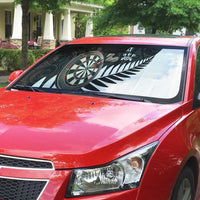 Personalised New Zealand Darts Auto Sun Shade Silver Fern Aotearoa Maori Pattern LT14 - Polynesian Pride