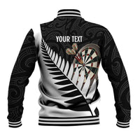 Personalised New Zealand Darts Baseball Jacket Silver Fern Aotearoa Maori Pattern LT14 - Polynesian Pride