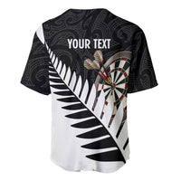 Personalised New Zealand Darts Baseball Jersey Silver Fern Aotearoa Maori Pattern LT14 - Polynesian Pride
