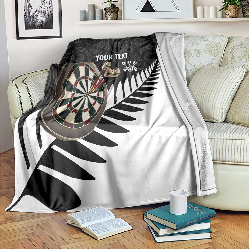 Personalised New Zealand Darts Blanket Silver Fern Aotearoa Maori Pattern LT14 Black - Polynesian Pride
