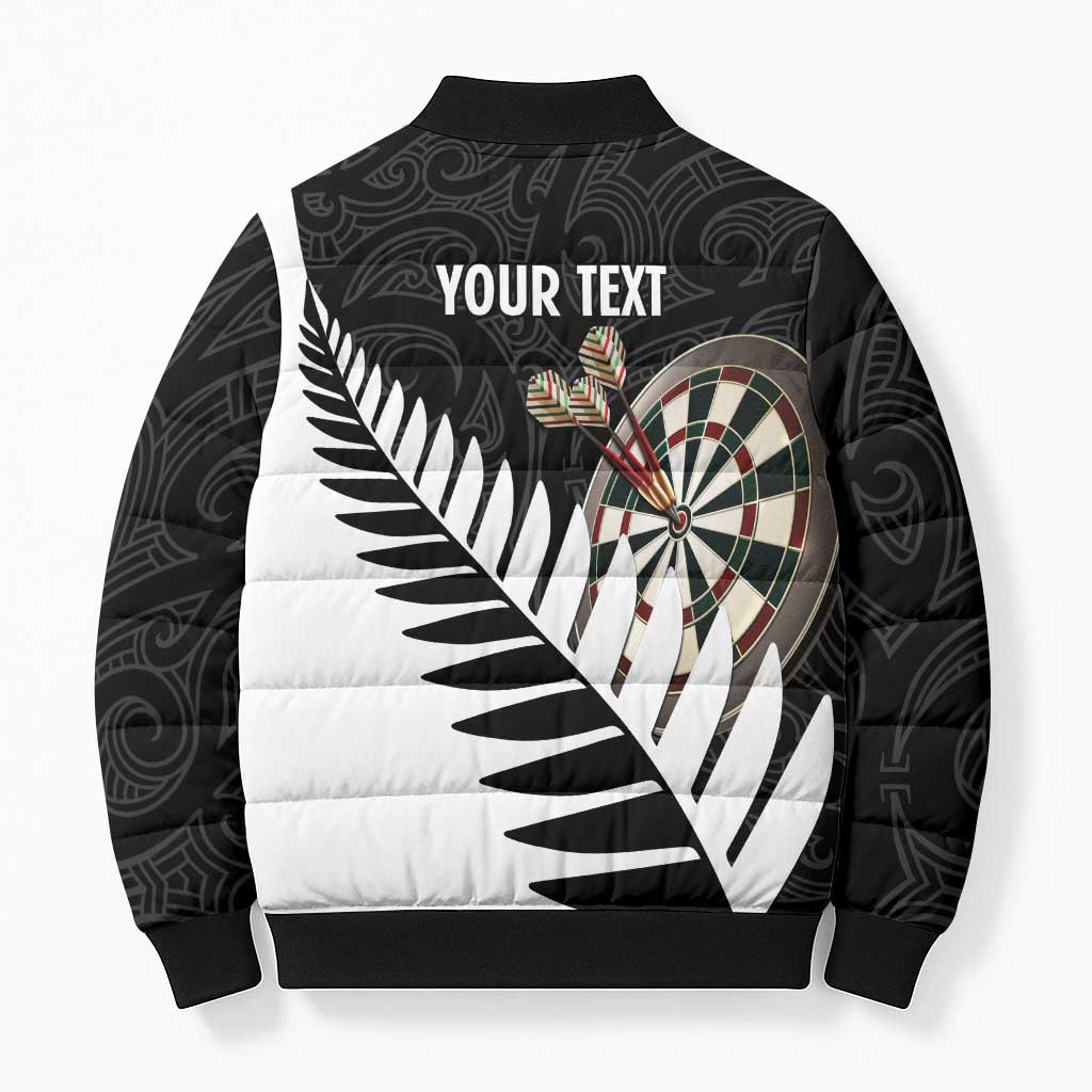 Personalised New Zealand Darts Bomber Puffer Jacket Silver Fern Aotearoa Maori Pattern LT14 - Polynesian Pride