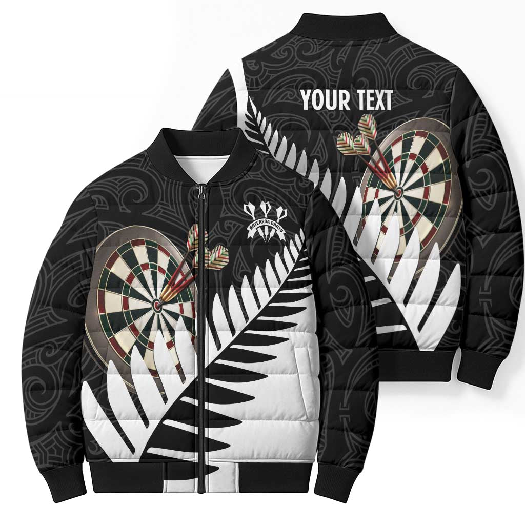 Personalised New Zealand Darts Bomber Puffer Jacket Silver Fern Aotearoa Maori Pattern LT14 - Polynesian Pride