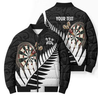 Personalised New Zealand Darts Bomber Puffer Jacket Silver Fern Aotearoa Maori Pattern LT14 - Polynesian Pride
