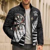 Personalised New Zealand Darts Bomber Puffer Jacket Silver Fern Aotearoa Maori Pattern LT14 - Polynesian Pride