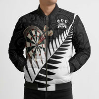 Personalised New Zealand Darts Bomber Puffer Jacket Silver Fern Aotearoa Maori Pattern LT14 - Polynesian Pride