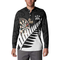 Personalised New Zealand Darts Button Sweatshirt Silver Fern Aotearoa Maori Pattern LT14 - Polynesian Pride