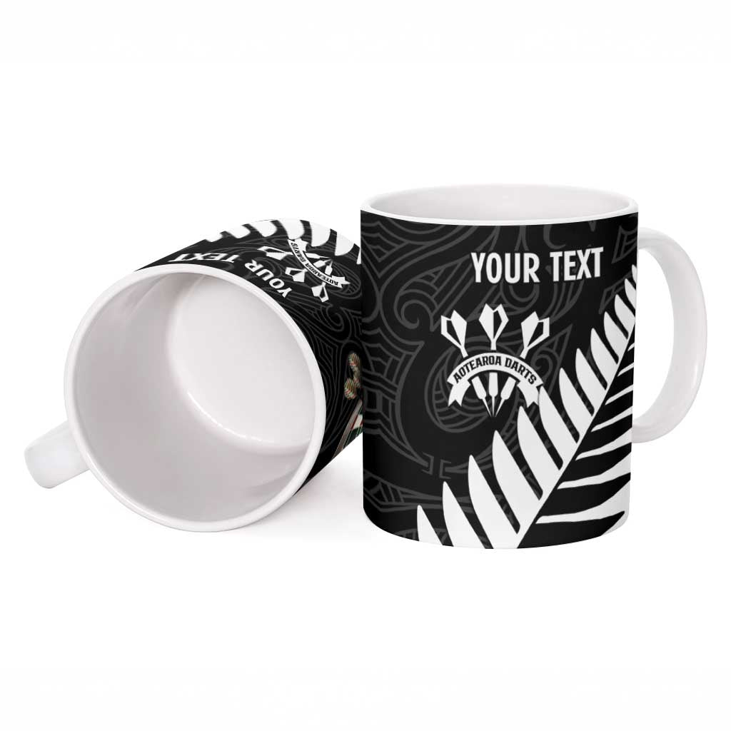 Personalised New Zealand Darts Ceramic Mug Silver Fern Aotearoa Maori Pattern LT14 - Polynesian Pride