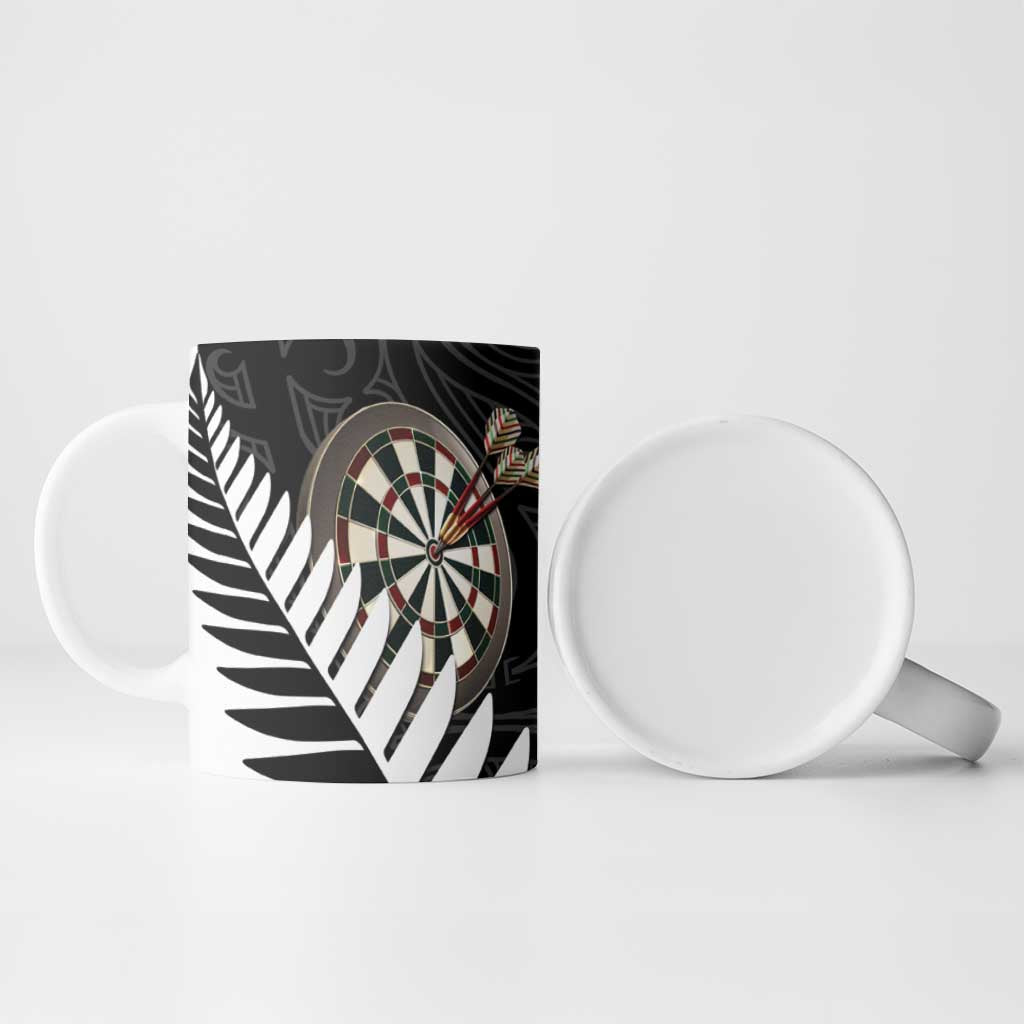 Personalised New Zealand Darts Ceramic Mug Silver Fern Aotearoa Maori Pattern LT14 - Polynesian Pride