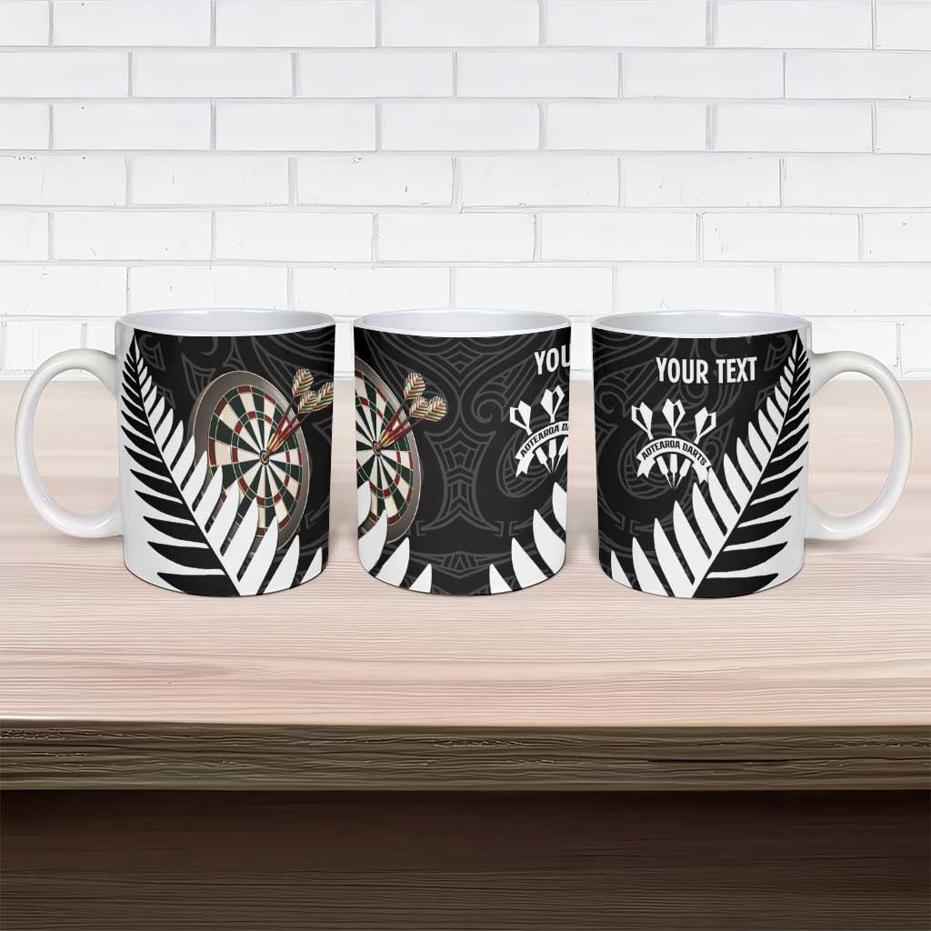 Personalised New Zealand Darts Ceramic Mug Silver Fern Aotearoa Maori Pattern LT14 - Polynesian Pride