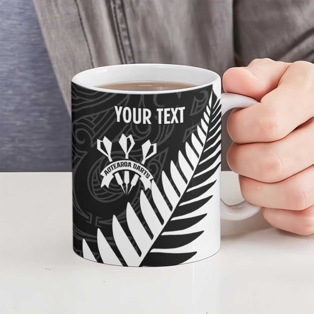 Personalised New Zealand Darts Ceramic Mug Silver Fern Aotearoa Maori Pattern LT14 - Polynesian Pride