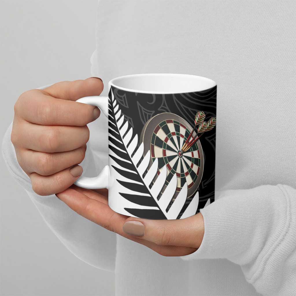 Personalised New Zealand Darts Ceramic Mug Silver Fern Aotearoa Maori Pattern LT14 - Polynesian Pride