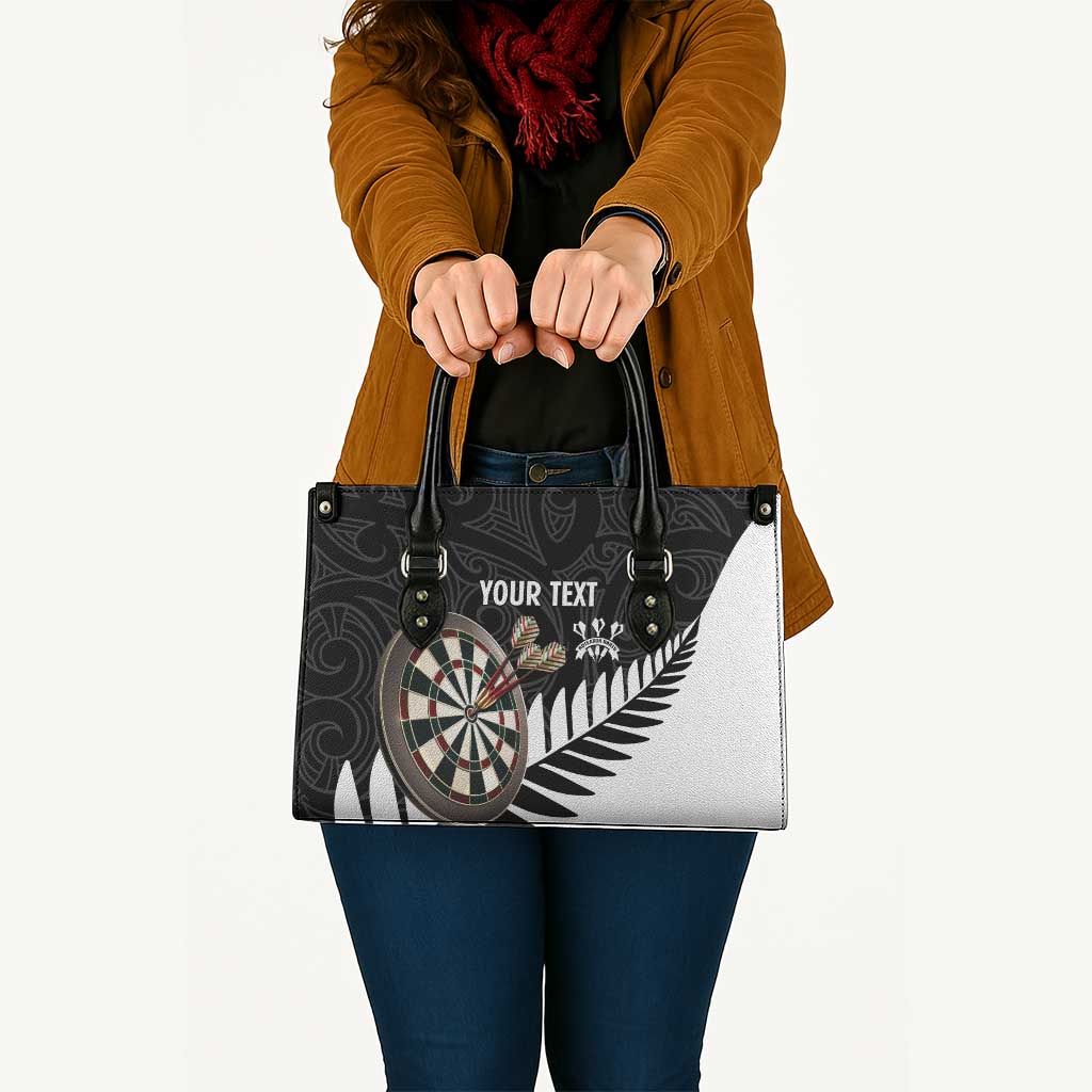 Personalised New Zealand Darts Leather Bag Silver Fern Aotearoa Maori Pattern LT14 - Polynesian Pride