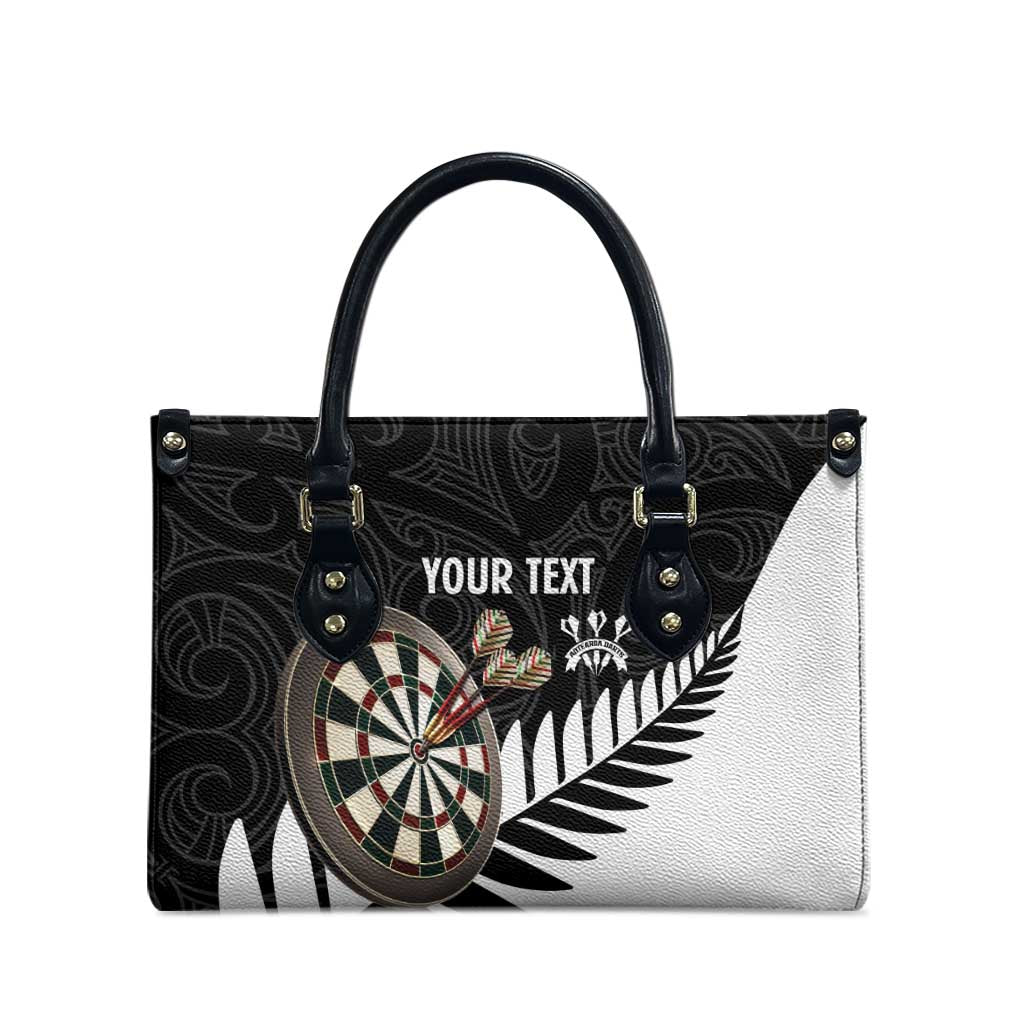 Personalised New Zealand Darts Leather Bag Silver Fern Aotearoa Maori Pattern LT14 - Polynesian Pride