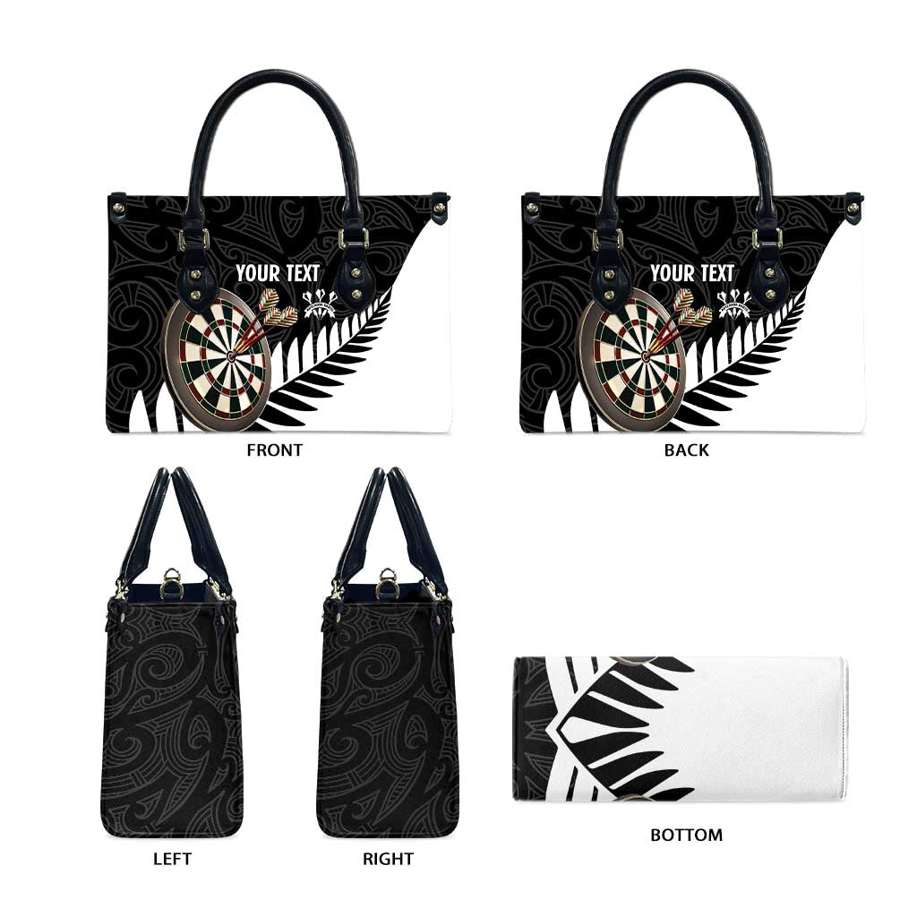 Personalised New Zealand Darts Leather Bag Silver Fern Aotearoa Maori Pattern LT14 - Polynesian Pride