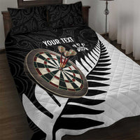 Personalised New Zealand Darts Quilt Bed Set Silver Fern Aotearoa Maori Pattern LT14 Black - Polynesian Pride