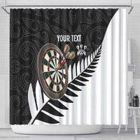 Personalised New Zealand Darts Shower Curtain Silver Fern Aotearoa Maori Pattern LT14 - Polynesian Pride