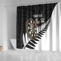 Personalised New Zealand Darts Shower Curtain Silver Fern Aotearoa Maori Pattern LT14 - Polynesian Pride