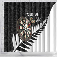 Personalised New Zealand Darts Shower Curtain Silver Fern Aotearoa Maori Pattern LT14 - Polynesian Pride