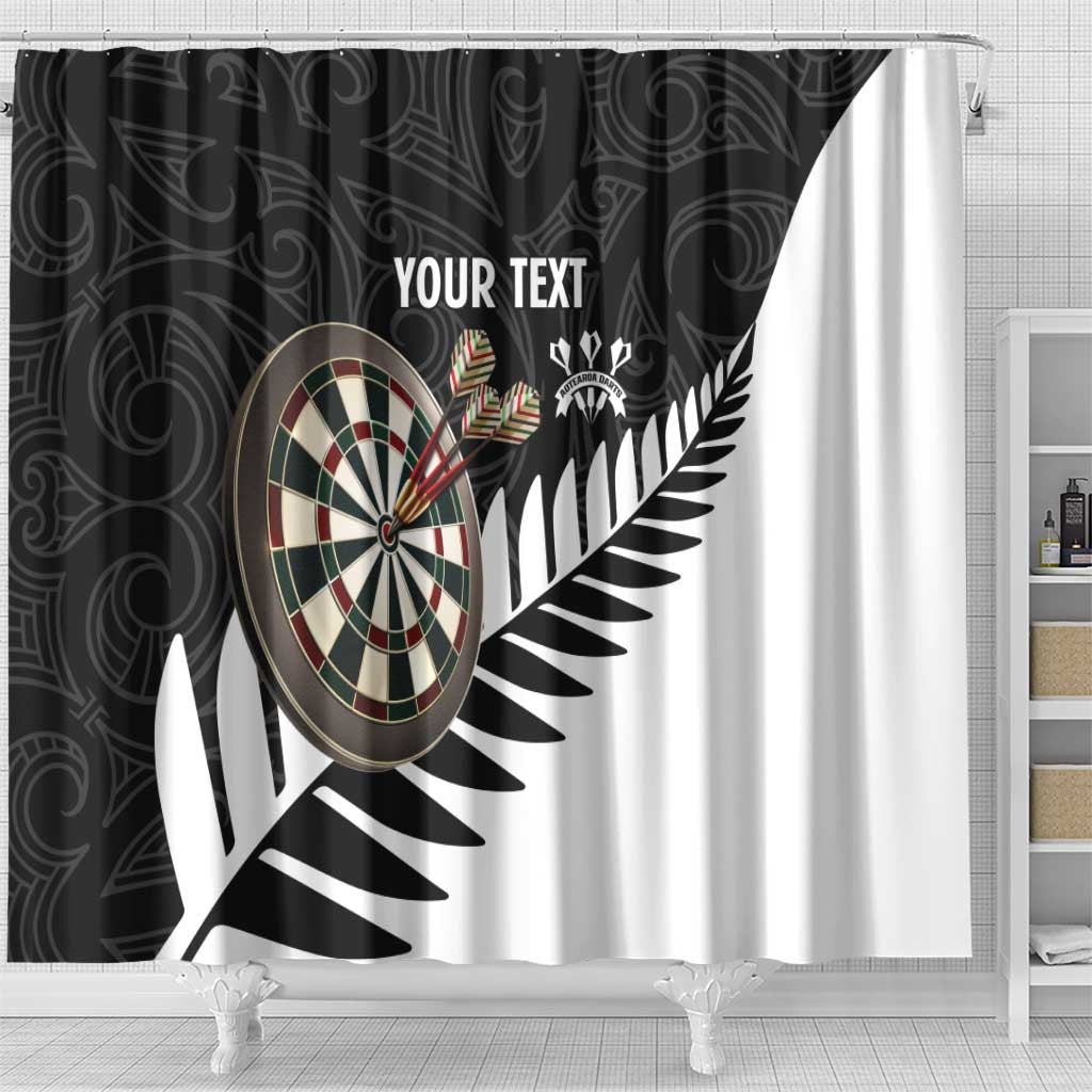 Personalised New Zealand Darts Shower Curtain Silver Fern Aotearoa Maori Pattern LT14 - Polynesian Pride