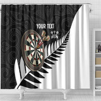 Personalised New Zealand Darts Shower Curtain Silver Fern Aotearoa Maori Pattern LT14 - Polynesian Pride