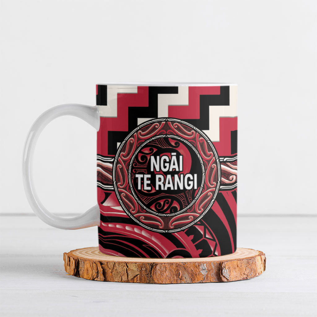 Aotearoa Ngai Te Rangi Personalised Ceramic Mug Maori Iwi Poutama Puhoro Tattoo LT14 Red - Polynesian Pride